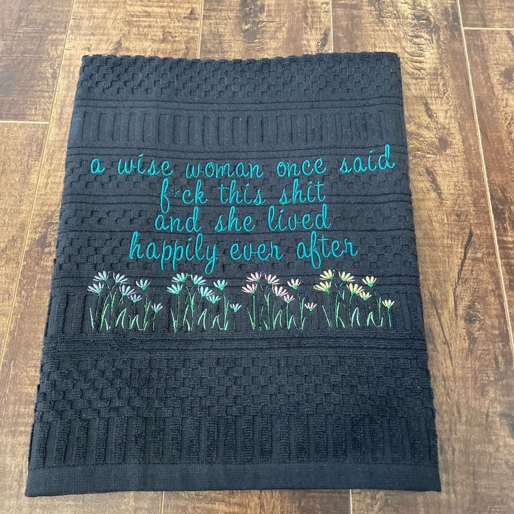 Machine embroidered kitchen towel